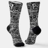 Schwarz-Weiß-Geometrie Art 2 Socken (Gewinkelt)