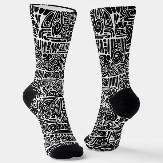 Schwarz-Weiß-Geometrie Art 2 Socken (Gewinkelt)