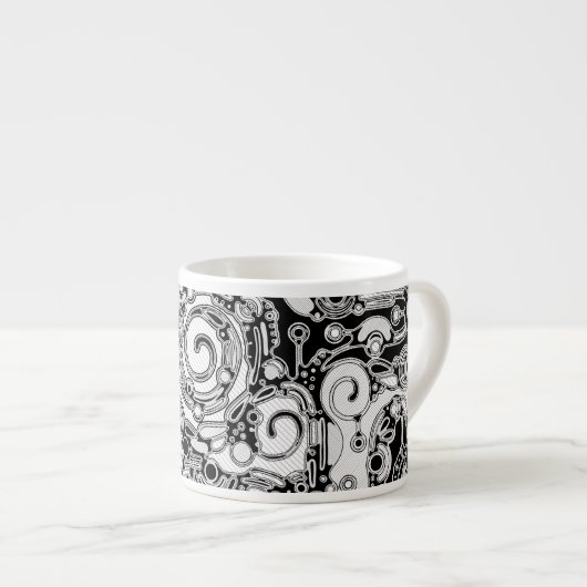 Schwarz-Weiß-Geometrie Art 3 Espressotasse (Vorderseite Rechts)