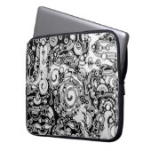 Schwarz-Weiß-Geometrie Art 3 Laptopschutzhülle (Vorderseite Links)