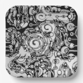 Schwarz-Weiß-Geometrie Art 3 Pappteller (Vorderseite)