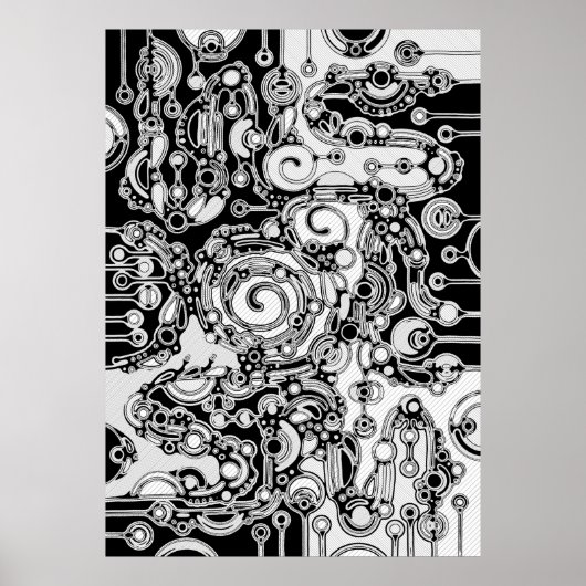 Schwarz-Weiß-Geometrie Art 3 Poster (Vorne)