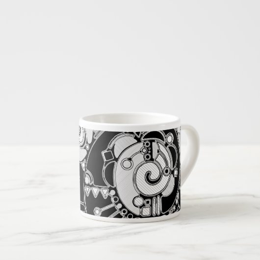 Schwarz-Weiß-Geometrie Art 4 Espressotasse (Vorderseite Rechts)