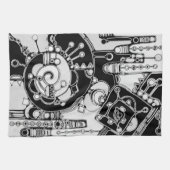 Schwarz-Weiß-Geometrie Art 4 Geschirrtuch (Horizontal)