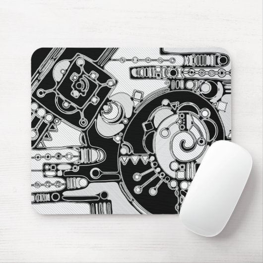 Schwarz-Weiß-Geometrie Art 4 Mousepad (Mit Mouse)