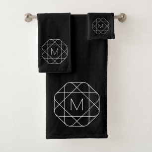 Schwarz-Weiß-Geometrie Badhandtuch Set