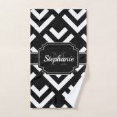 Schwarz-Weiß-Geometrie Badhandtuch Set (Handtuch)