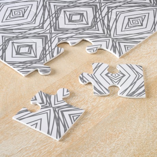 Schwarz-Weiß-Geometrie-Diamant Puzzle (Seite)