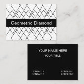 Schwarz-Weiß-Geometrie-Diamant Visitenkarte (Vorne/Hinten)