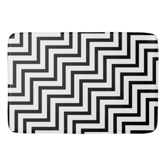 Schwarz-Weiß-Geometrie-Fleece Badematte (Vorderseite)