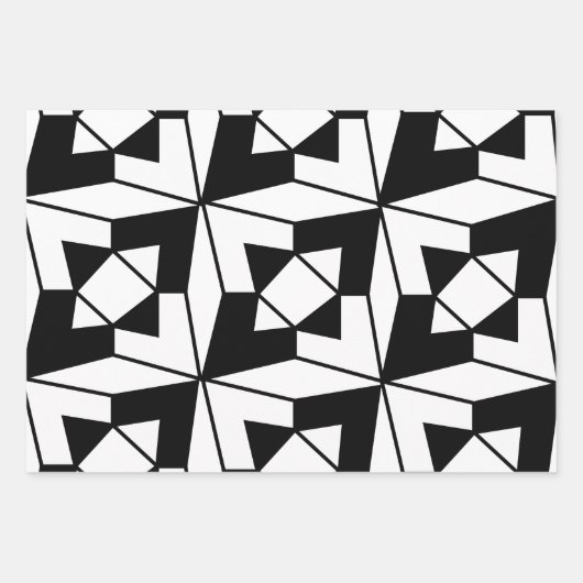 Schwarz-Weiß-Geometrie Geschenkpapier Set (Vorderseite 2)