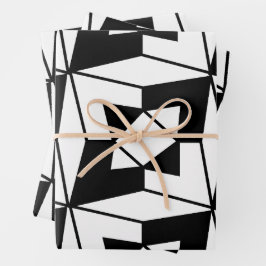 Schwarz-Weiß-Geometrie Geschenkpapier Set