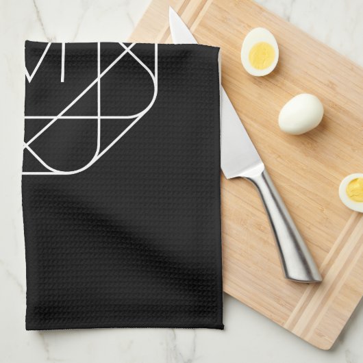 Schwarz-Weiß-Geometrie Geschirrtuch (Viertel Falte)