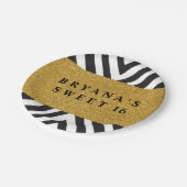 Schwarz-Weiß-Geometrie-Gold Moderne Party-Teller Pappteller (Schrägansicht)