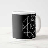 Schwarz-Weiß-Geometrie Jumbo-Tasse (Vorderseite Rechts)