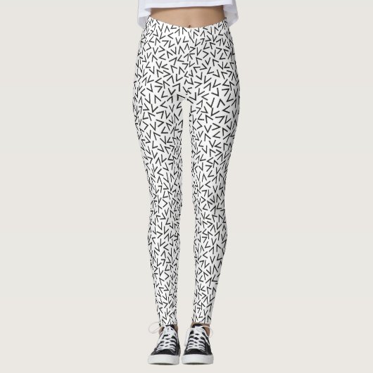 Schwarz-Weiß-Geometrie Leggings (Vorderseite)