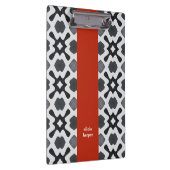 Schwarz-Weiß-Geometrie mit Red Strip Clipboard Klemmbrett (Rechts)