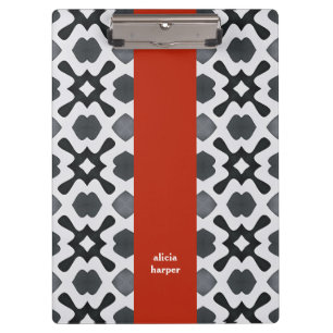 Schwarz-Weiß-Geometrie mit Red Strip Clipboard Klemmbrett