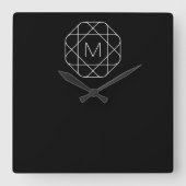 Schwarz-Weiß-Geometrie Quadratische Wanduhr (Vorderseite)