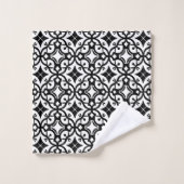 Schwarz-Weiß-Geometrie-Schnittmuster Badhandtuch Set (Waschlappen)