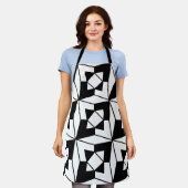 Schwarz-Weiß-Geometrie Schürze (Getragen)