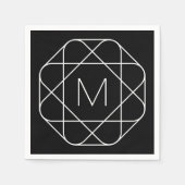 Schwarz-Weiß-Geometrie Serviette (Vorderseite)