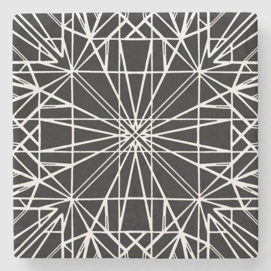 Schwarz-Weiß-Geometrie Steinuntersetzer (Vorderseite)