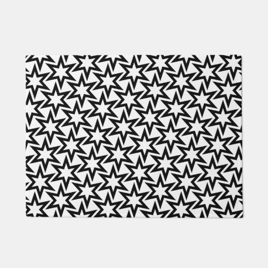 Schwarz-Weiß-Geometrie-Sternmuster Türmatte (Vorderseite)