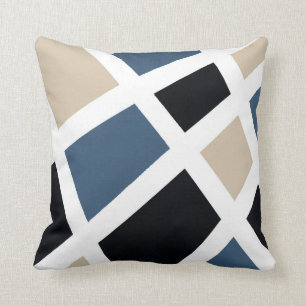 Schwarz-weiß Geometrisch, beige Schiefer Kissen