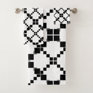 Schwarz-Weiß, geometrisch , einfach , modern Badhandtuch Set