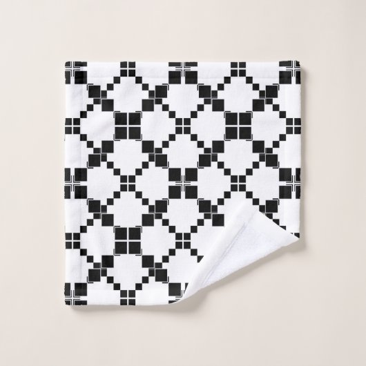 Schwarz-Weiß, geometrisch , einfach , modern Badhandtuch Set (Waschlappen)