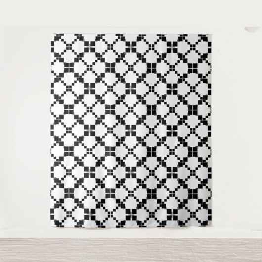 Schwarz-Weiß, geometrisch , einfach , modern Wandteppich (Vorderseite)