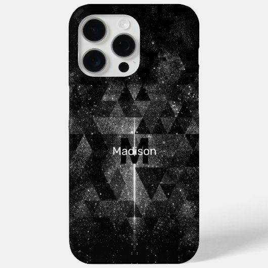 Schwarz-weiß geometrisch funkelnd abstraktes Monog Case-Mate iPhone Hülle (Rückseite)