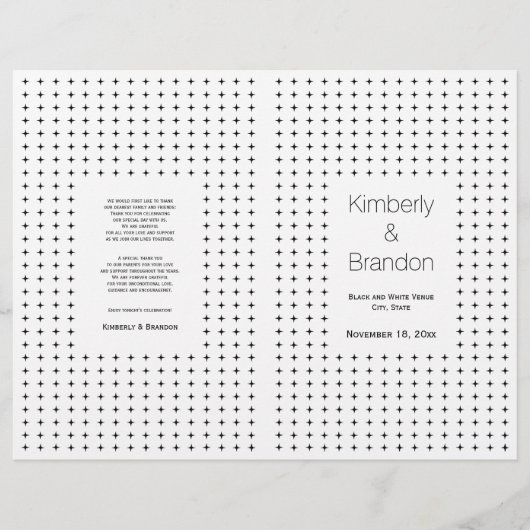 Schwarz, weiß, geometrisch gefaltetes Hochzeitspro (Vorderseite)