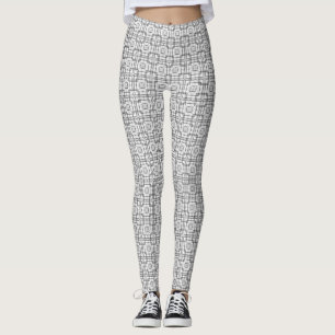 Schwarz-weiß geometrisch gemusterte Leggings mit Q