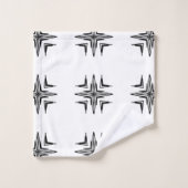 Schwarz-weiß geometrisch gestaltetes Badetuch Set (Waschlappen)