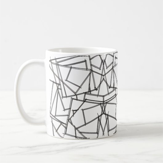 Schwarz-Weiß Geometrisch-Modern Minimalistisch Kaffeetasse (Links)
