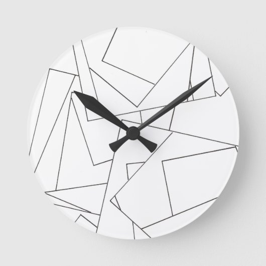 Schwarz-Weiß-Geometrisch-Modernes Bauhaus Runde Wanduhr (Vorderseite)