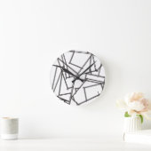 Schwarz-Weiß-Geometrisch Runde Wanduhr (Zuhause)