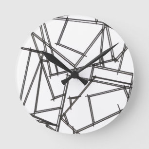 Schwarz-Weiß-Geometrisch Runde Wanduhr