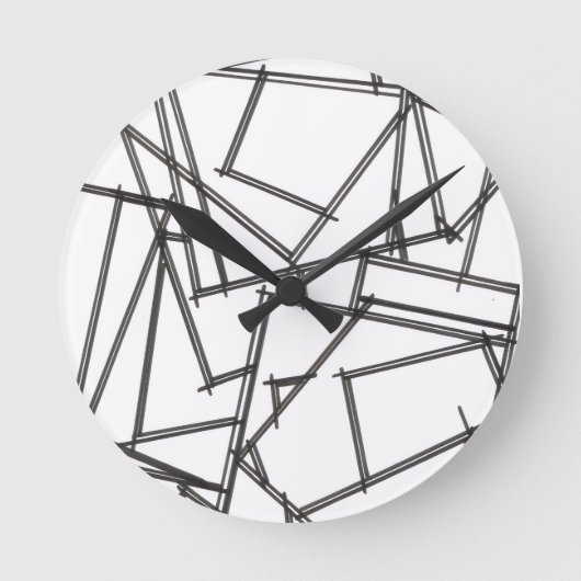 Schwarz-Weiß-Geometrisch Runde Wanduhr (Vorderseite)