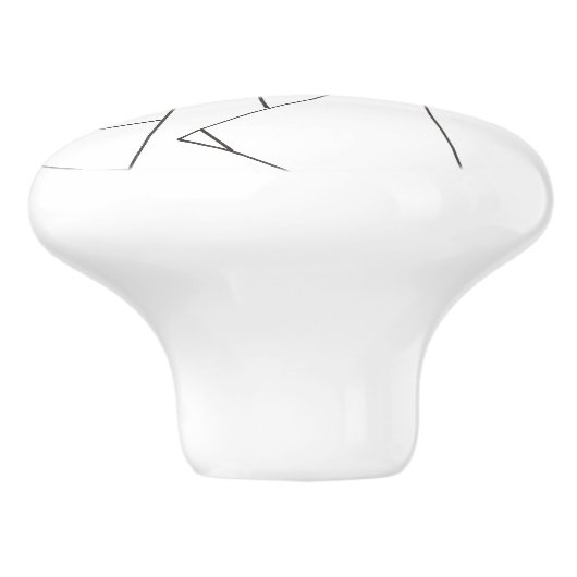 Schwarz-Weiß geometrisch-stylisches modernes Bauha Keramikknauf (Seitenansicht)