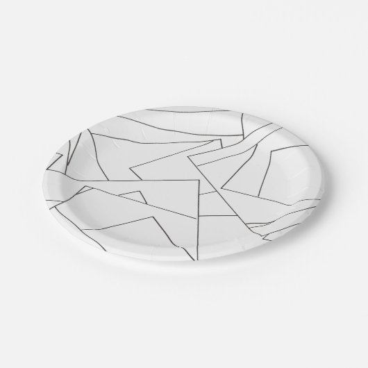 Schwarz-Weiß geometrisch-stylisches modernes Bauha Pappteller (Schrägansicht)