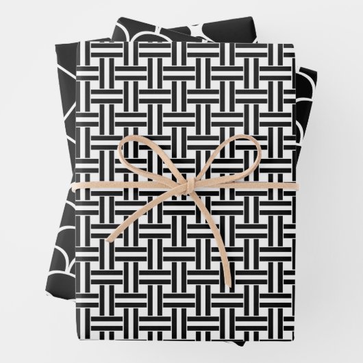 Schwarz-Weiß-Geometrische Designs Geschenkpapier Set (Beispiel)