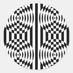 Schwarz-Weiß-Geometrische Illusion 003 Runder Aufkleber