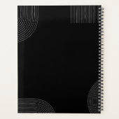 Schwarz-Weiß-Geometrische Linienhochzeit Planer (Rückseite)