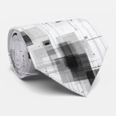 Schwarz-weiß geometrische Muster Dressy Krawatte (Gerollt)