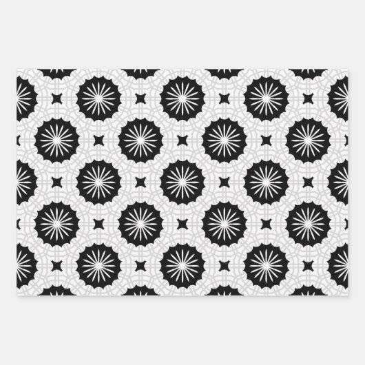 Schwarz-Weiß-Geometrische Muster in Monochrome Geschenkpapier Set (Vorderseite 3)