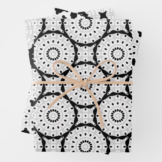 Schwarz-Weiß-Geometrische Muster in Monochrome Geschenkpapier Set (Beispiel)