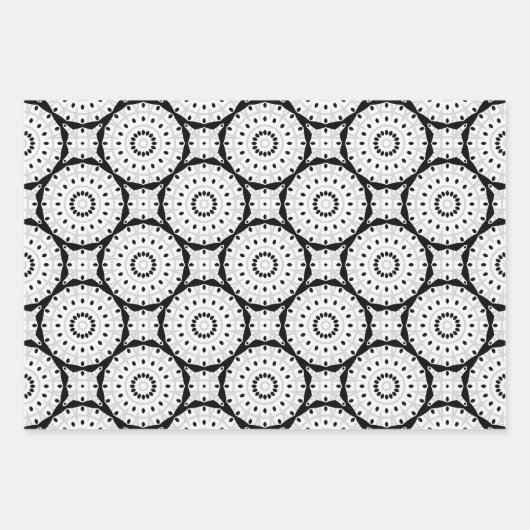 Schwarz-Weiß-Geometrische Muster in Monochrome Geschenkpapier Set (Vorderseite)